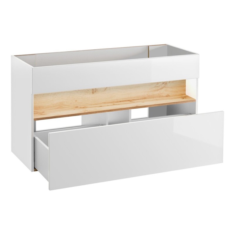 Dulap lavoar Bahama White, MDF, PAL melaminat, alb/stejar wotan, 1 sertar, L.120 cm, BAHAMA WHITE 854 FSC