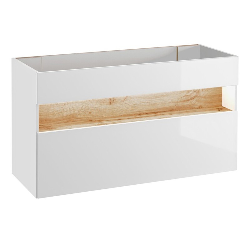 Dulap lavoar Bahama White, MDF, PAL melaminat, alb/stejar wotan, 1 sertar, L.120 cm, BAHAMA WHITE 854 FSC