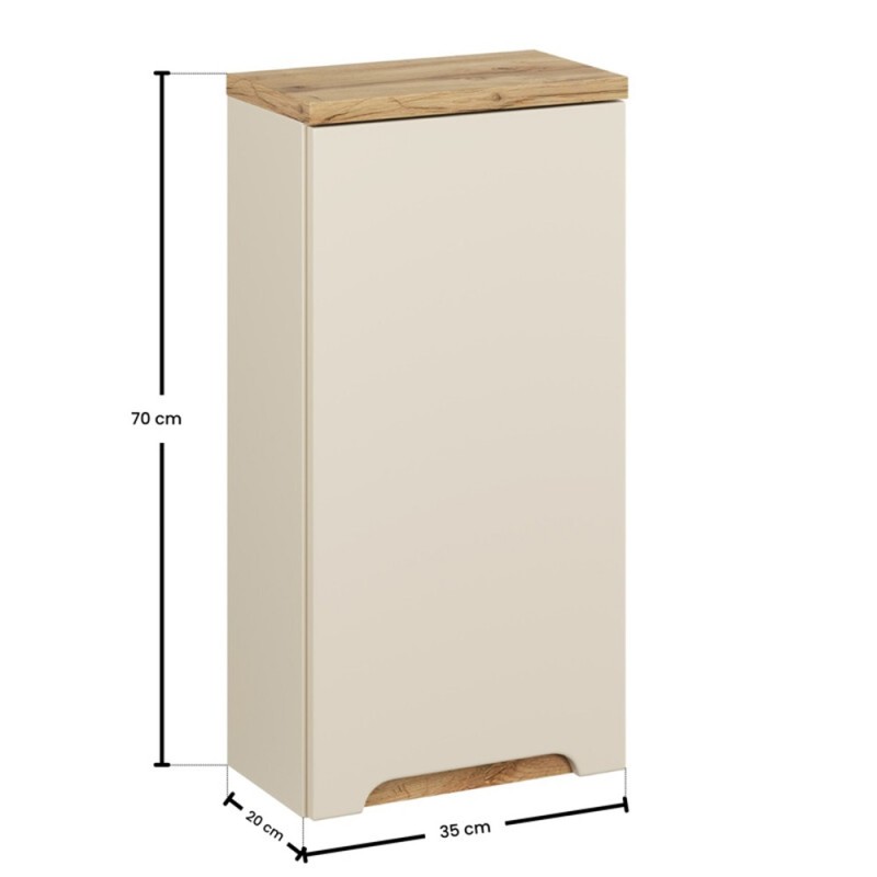 Dulap superior Bali Cashmere, MDF, PAL melaminat, cashmir mat/stejar wotan, 1 usa, L.35 cm, BALI CASHMERE 83-35-1D