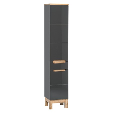 Dulap inalt Bali Grafit, MDF, PAL melaminat, gri, 2 usi, 1 sertar, H.187 cm, BALI GRAFIT 800 FSC