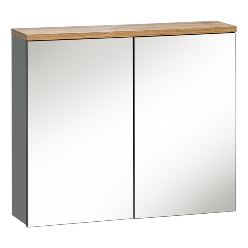 Dulap cu oglinda Bali Grafit, MDF, PAL melaminat, gri, 2 usi, L.60 cm, BALI GRAFIT 840 FSC