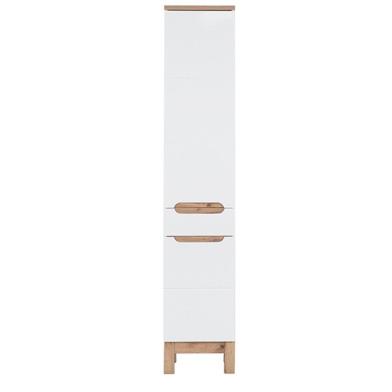 Dulap inalt Bali White, MDF, PAL melaminat, alb, 2 usi, 1 sertar, H.187 cm, BALI WHITE 800 FSC