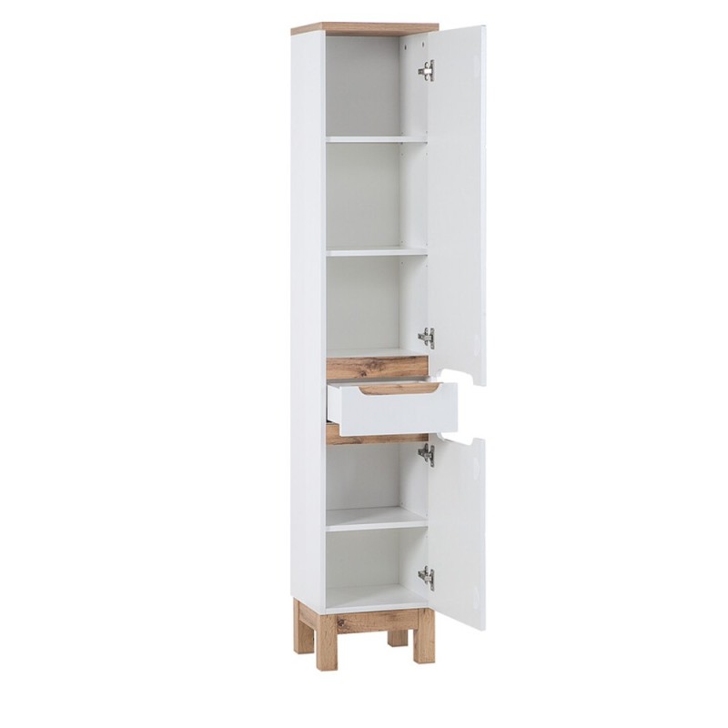 Dulap inalt Bali White, MDF, PAL melaminat, alb, 2 usi, 1 sertar, H.187 cm, BALI WHITE 800 FSC