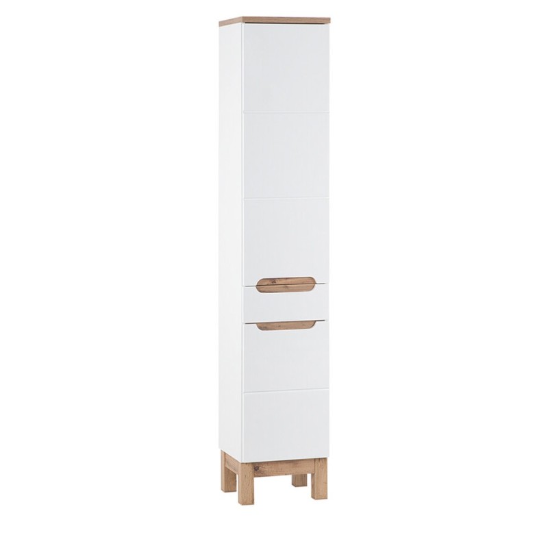Dulap inalt Bali White, MDF, PAL melaminat, alb, 2 usi, 1 sertar, H.187 cm, BALI WHITE 800 FSC