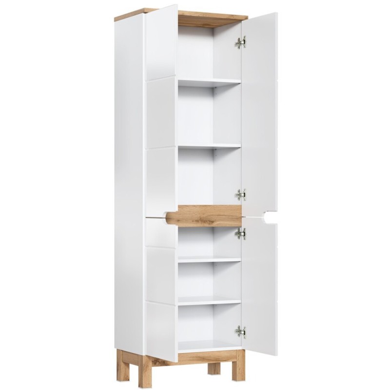 Dulap inalt Bali White, MDF, PAL melaminat, alb, 4 usi, H.187 cm, BALI WHITE 805 FSC