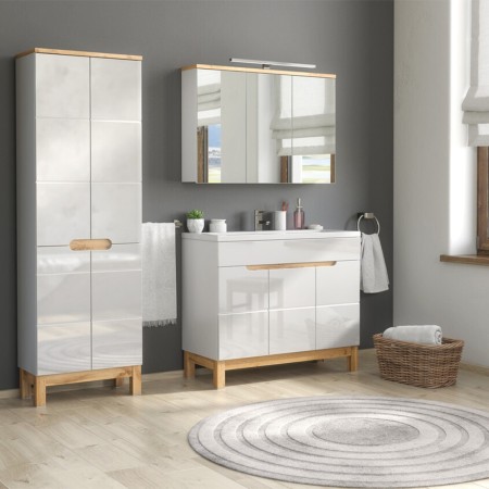 Dulap inalt Bali White, MDF, PAL melaminat, alb, 4 usi, H.187 cm, BALI WHITE 805 FSC