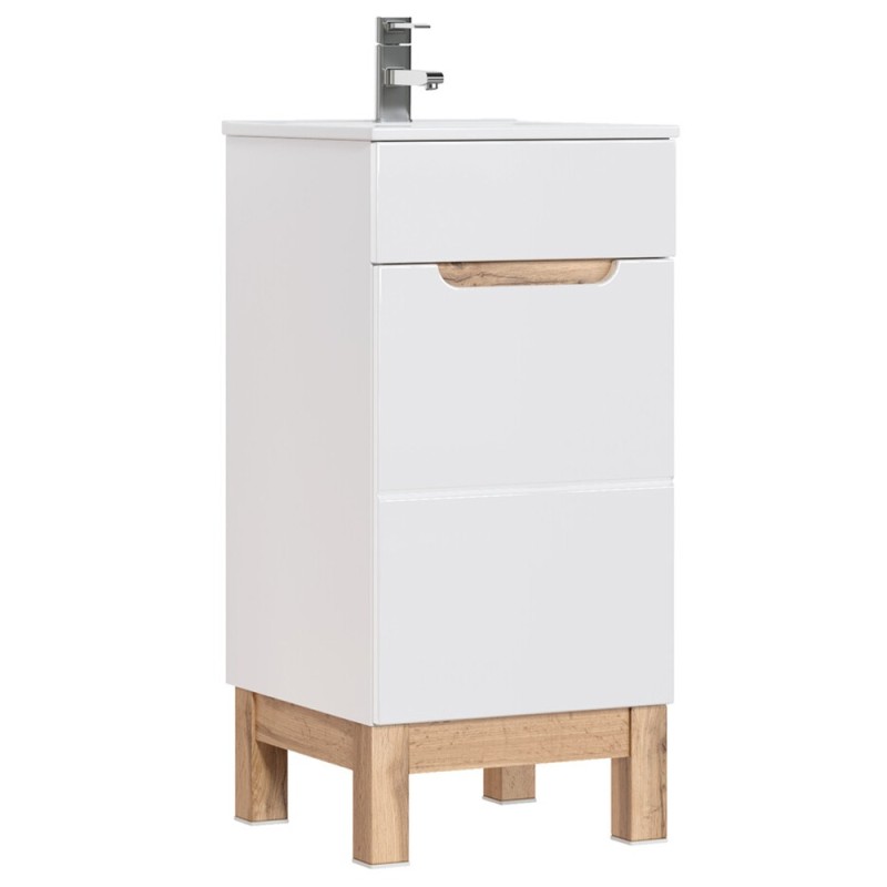 Dulap lavoar Bali White, MDF, PAL melaminat, alb, 1 usa, L.40 cm, BALI WHITE 823 -40 CM FSC