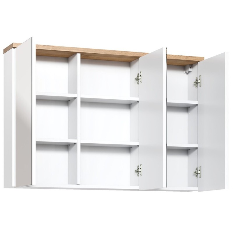 Dulap cu oglinda Bali White, MDF, PAL melaminat, alb, 3 usi, L.100 cm, BALI WHITE 845 FSC