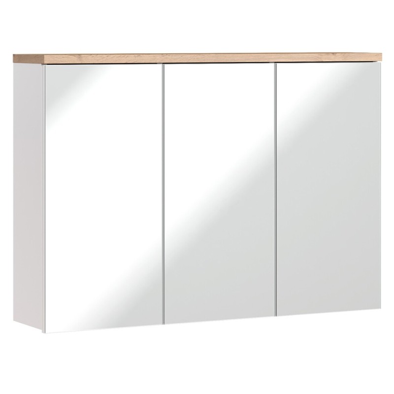 Dulap cu oglinda Bali White, MDF, PAL melaminat, alb, 3 usi, L.100 cm, BALI WHITE 845 FSC