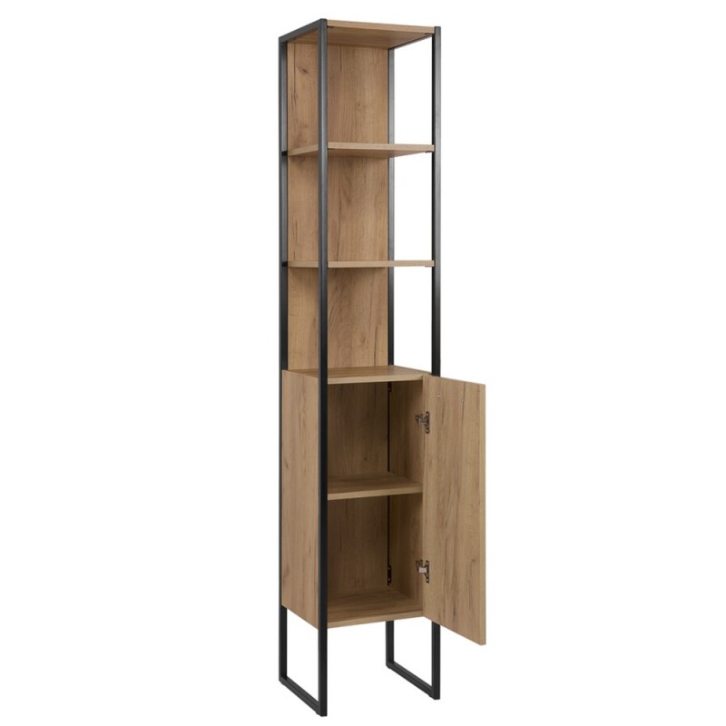 Dulap inalt Brooklin, PAL melaminat, metal, stejar auriu, H.185 cm, BROOKLIN 800 FSC