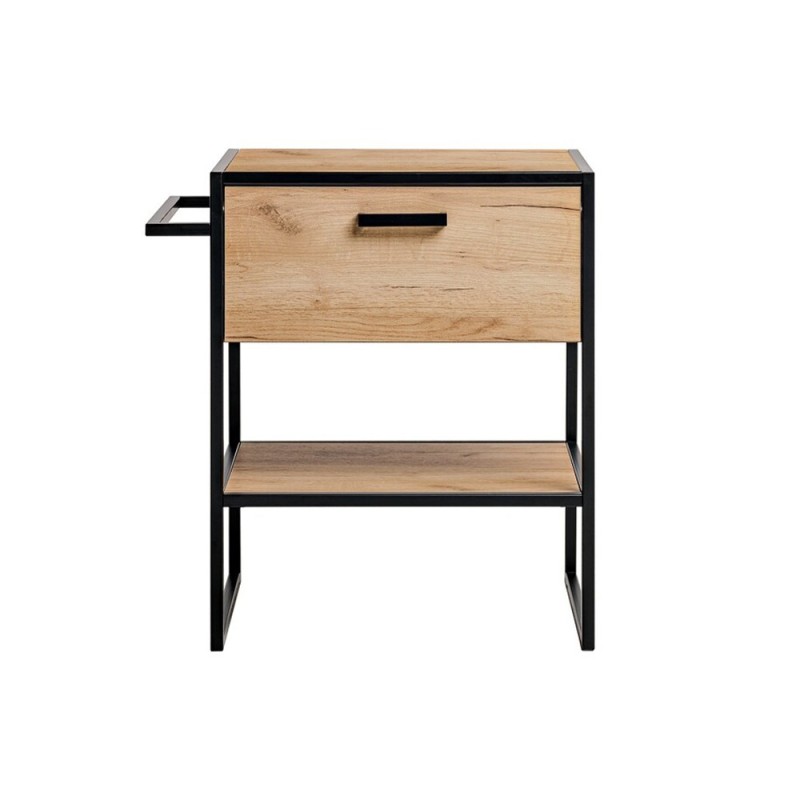 Dulap lavoar Brooklin, PAL melaminat, metal, stejar auriu, 1 sertar, L.70 cm, BROOKLIN 825A FSC