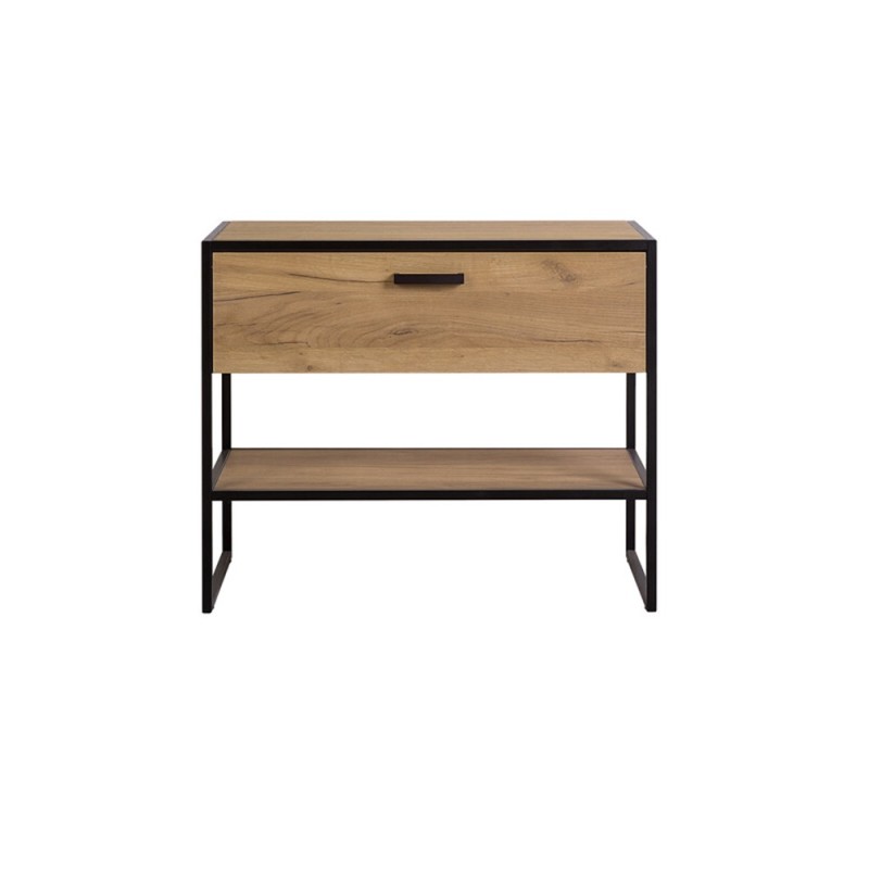 Dulap lavoar Brooklin, PAL melaminat, metal, stejar auriu, 1 sertar, L.90 cm, BROOKLIN 827 UN FSC