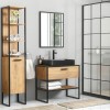 Dulap lavoar Brooklin, PAL melaminat, metal, stejar auriu, 1 sertar, L.90 cm, BROOKLIN 827 UN FSC