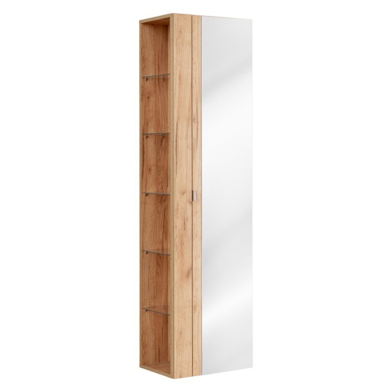 Dulap inalt cu oglinda Capri Oak, PAL melaminat, stejar auriu, 1 usa, H.170 cm, CAPRI OAK 803A FSC