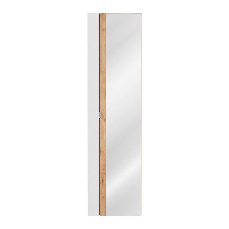 Dulap inalt cu oglinda Capri White, MDF, PAL melaminat, alb mat/stejar auriu, 1 usa, H.170 cm, CAPRI WHITE 803B FSC