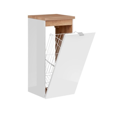 Dulap lateral Capri White, MDF, PAL melaminat, alb mat/stejar auriu, 1 usa, L.35 cm, CAPRI WHITE 811B FSC