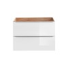 Dulap lavoar Capri White, MDF, folie PVC, alb mat/stejar auriu, 2 sertare, L.80 cm, CAPRI WHITE 821B FSC