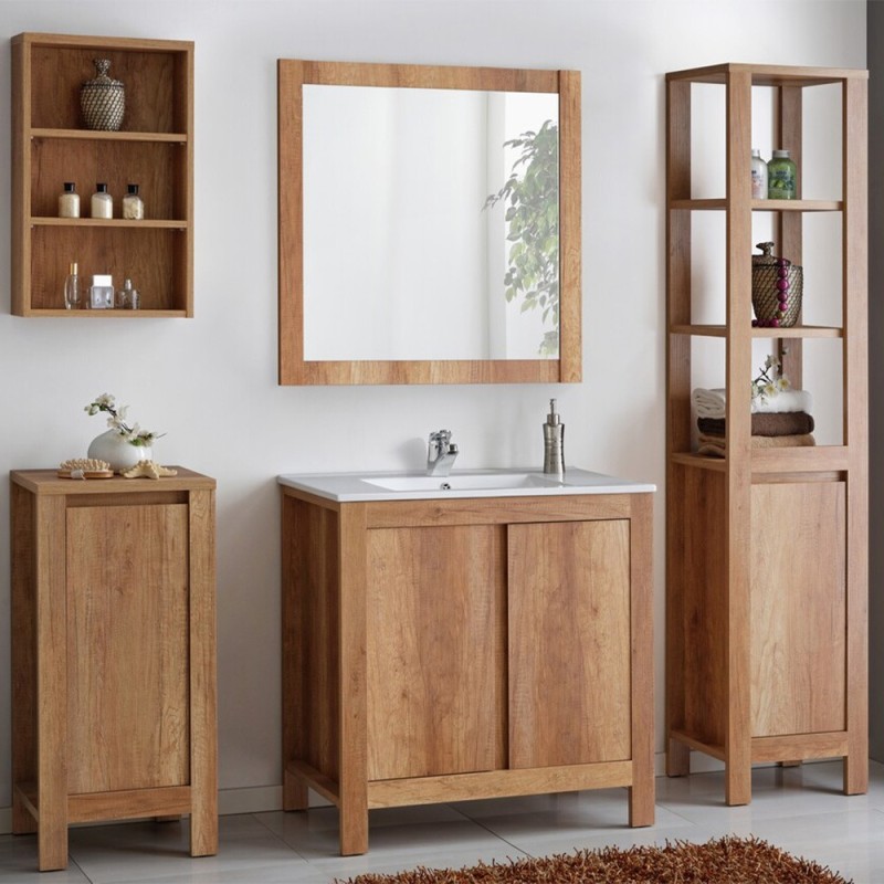 Dulap lavoar Classic Oak, PAL melaminat, stejar, 2 usi, L.80 cm, CLASSIC OAK 821 -80CM FSC
