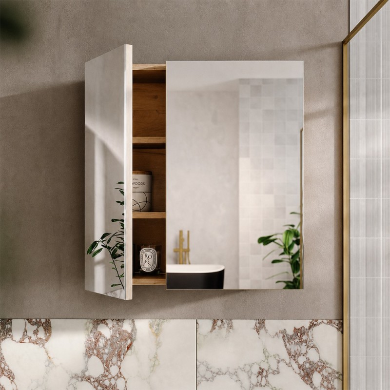 Dulap cu oglinda suspendat Nova Coast Evoke, MDF, PAL melaminat, stejar evoke, 2 usi, L.60 cm, COAST EVOKE UN 84-60-2D