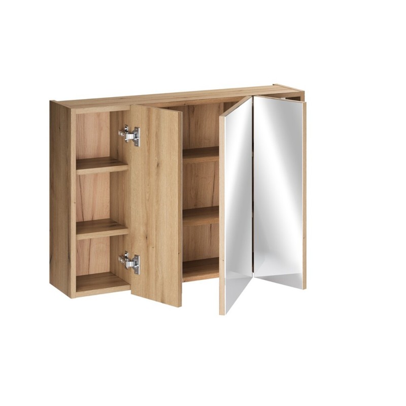 Dulap cu oglinda suspendat Nova Coast Evoke, MDF, PAL melaminat, stejar evoke, 3 usi, L.80 cm, COAST EVOKE UN 84-80-3D