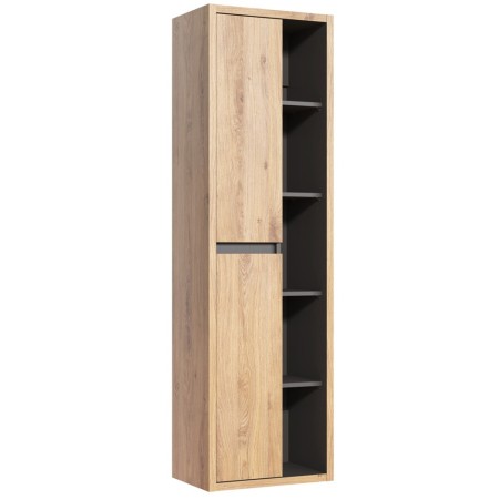 Dulap inalt Devon, PAL melaminat, stejar shetland/grafit, 2 usi, H.170 cm, DEVON 801 FSC