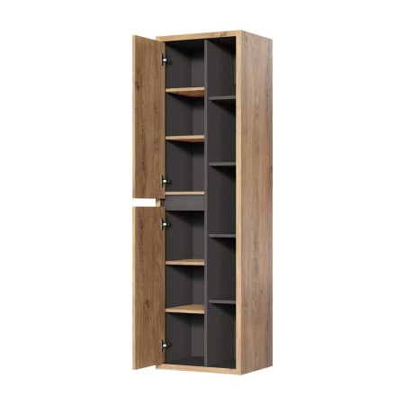Dulap inalt Devon, PAL melaminat, stejar shetland/grafit, 2 usi, H.170 cm, DEVON 801 FSC
