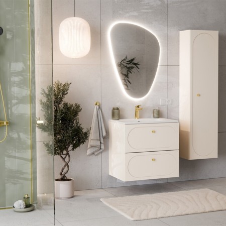 Dulap lavoar Donna Sand, MDF, PAL melaminat, bej nisipiu, 2 sertare, L.60 cm, DONNA SAND 82-60-46-2S