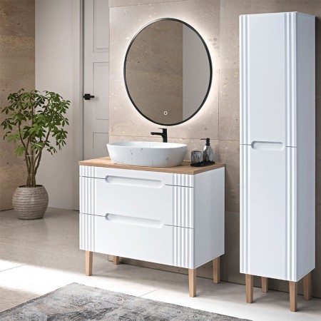 Dulap lavoar Fiji White, MDF, PAL melaminat, alb, 2 sertare, L.120 cm, FIJI WHITE 82-120-D-2S