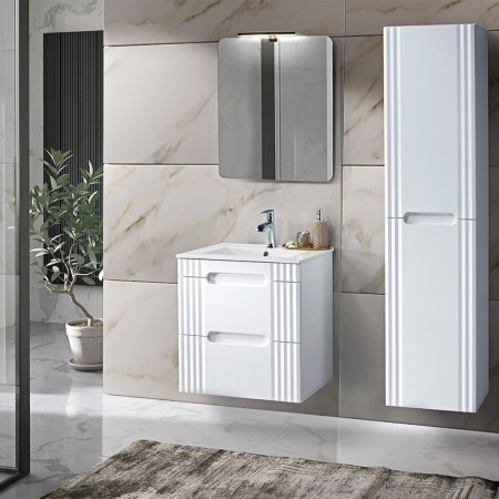 Dulap lavoar Fiji White, MDF, PAL melaminat, alb, 2 sertare, L.60 cm, FIJI WHITE 82-60-D-2S