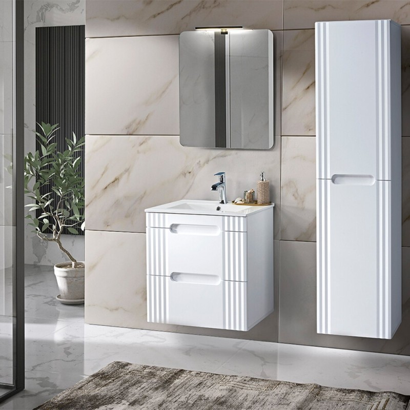 Dulap lavoar Fiji White, MDF, PAL melaminat, alb, 2 sertare, L.60 cm, FIJI WHITE 82-60-D-2S