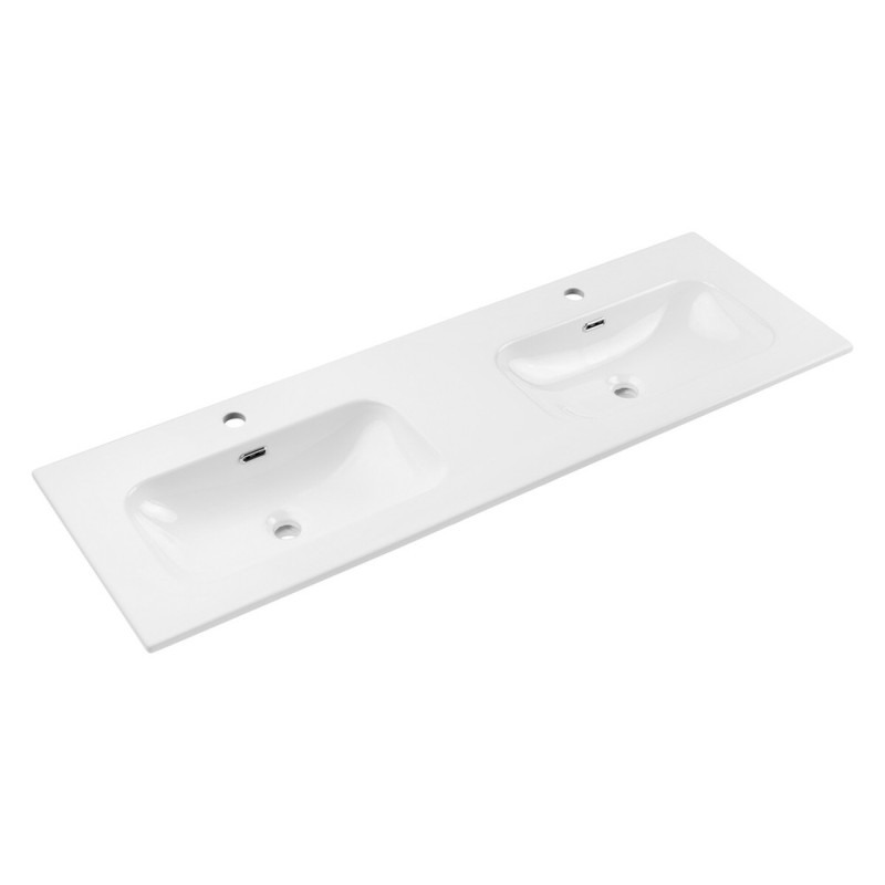 Lavoar cu 2 cuve Fly, ceramica, alb lucios, L.140 cm, FLY 140D DP ( E-8073-140D )