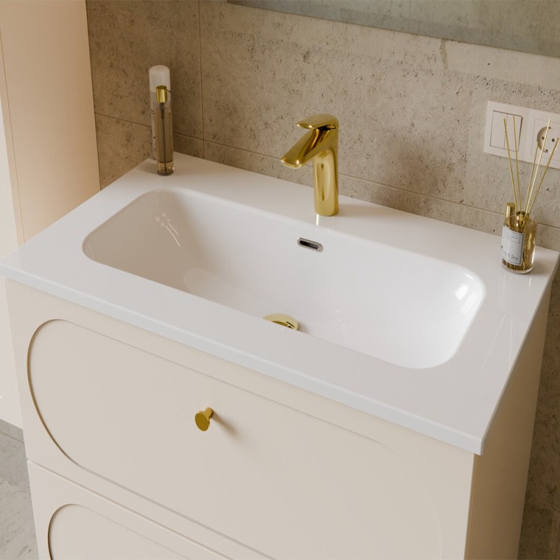 Lavoar baie Comad Fly, ceramica, alb lucios, L.80 cm, FLY WHITE GLOSS UM 80-46 DP ( E-8073-80 )