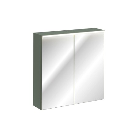 Dulap cu oglinda suspendat Sombra Green, iluminare LED, PAL melaminat, verde olive, sticla, 2 usi, L.80 cm, GREEN UN 84-80-2D