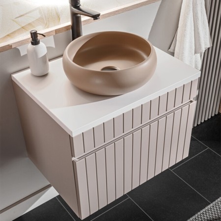 Dulap lavoar Iconic Cashmere, MDF, PAL melaminat, cashmir mat, 1 sertar, L.60 cm, ICONIC CASHMERE 82-60-D-1S