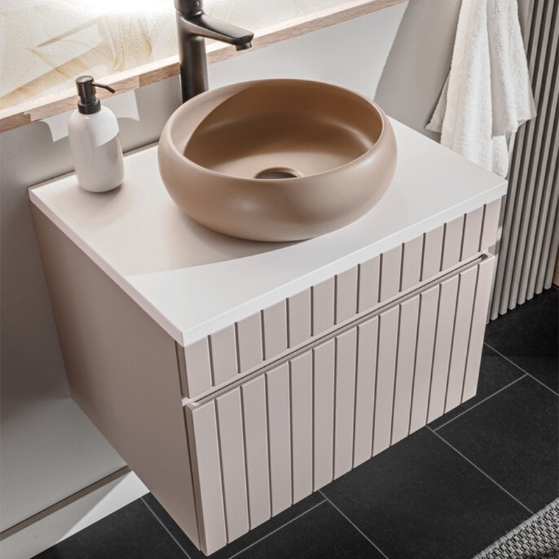 Dulap lavoar Iconic Cashmere, MDF, PAL melaminat, cashmir mat, 1 sertar, L.60 cm, ICONIC CASHMERE 82-60-D-1S