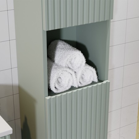 Dulap inalt Line Reed Green, MDF, PAL melaminat, verde, 2 usi, H.140 cm, LINE REED GREEN D 80-03-2D