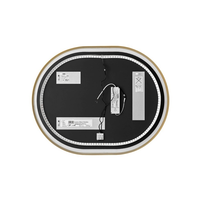 Oglinda de baie Comad Lustro Apollo, metal, sticla, aurie, LED, 30W, alb cald 3000K, IP44, LUSTRO APOLLO 2 900X700