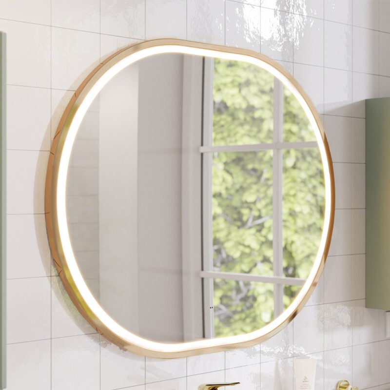 Oglinda de baie Comad Lustro Apollo, metal, sticla, aurie, LED, 30W, alb cald 3000K, IP44, LUSTRO APOLLO 2 900X700