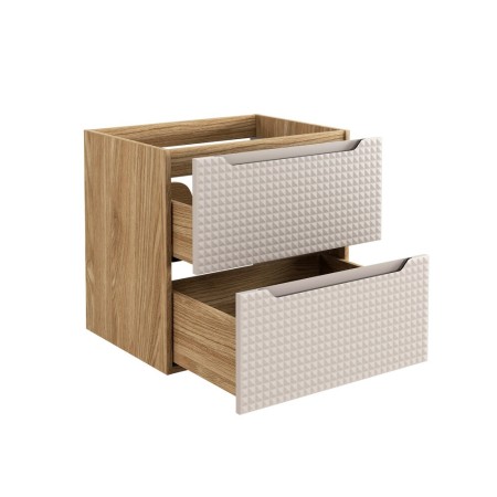 Dulap lavoar Luxor Beige, MDF, PAL melaminat, stejar uleiat/bej, 2 sertare, L.60 cm, LUXOR BEIGE 82-60-2S