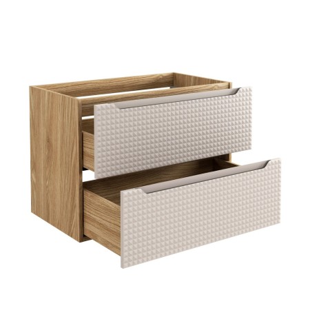 Dulap lavoar Luxor Beige, MDF, PAL melaminat, stejar uleiat/bej, 2 sertare, L.80 cm, LUXOR BEIGE 82-80-2S