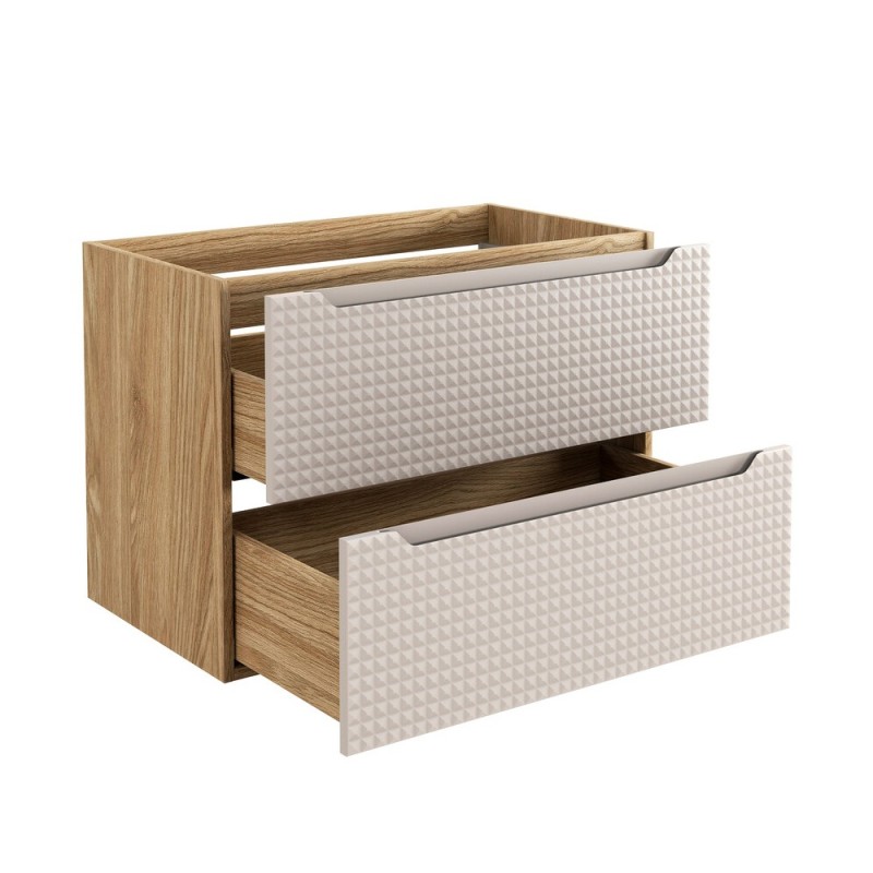 Dulap lavoar Luxor Beige, MDF, PAL melaminat, stejar uleiat/bej, 2 sertare, L.80 cm, LUXOR BEIGE 82-80-2S