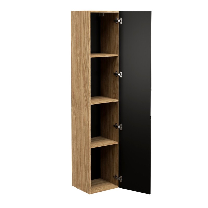 Dulap inalt Luxor Black, MDF, PAL melaminat, stejar uleiat/negru mat, 1 usa, H.170 cm, LUXOR BLACK 80-01-1D