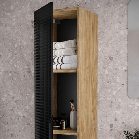 Dulap inalt Luxor Black, MDF, PAL melaminat, stejar uleiat/negru mat, 1 usa, H.170 cm, LUXOR BLACK 80-01-1D