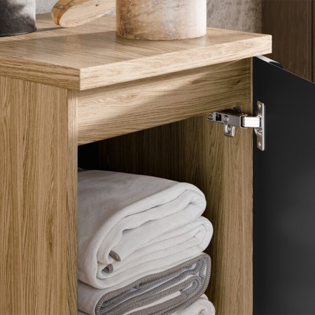 Dulap lateral Luxor Black, MDF, PAL melaminat, stejar uleiat/negru mat, 1 usa, L.30 cm, LUXOR BLACK 81-30-1D
