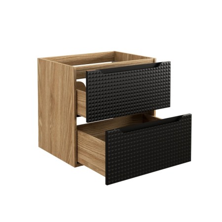 Dulap lavoar Luxor Black, MDF, PAL melaminat, stejar uleiat/negru mat, 2 sertare, L.60 cm, LUXOR BLACK 82-60-2S