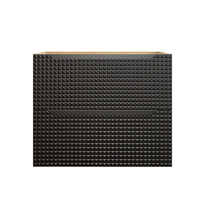 Dulap lavoar Luxor Black, MDF, PAL melaminat, stejar uleiat/negru mat, 2 sertare, L.70 cm, LUXOR BLACK 82-70-2S