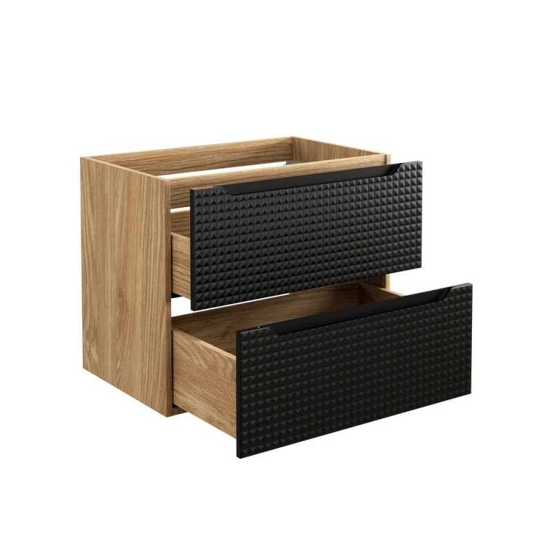 Dulap lavoar Luxor Black, MDF, PAL melaminat, stejar uleiat/negru mat, 2 sertare, L.70 cm, LUXOR BLACK 82-70-2S