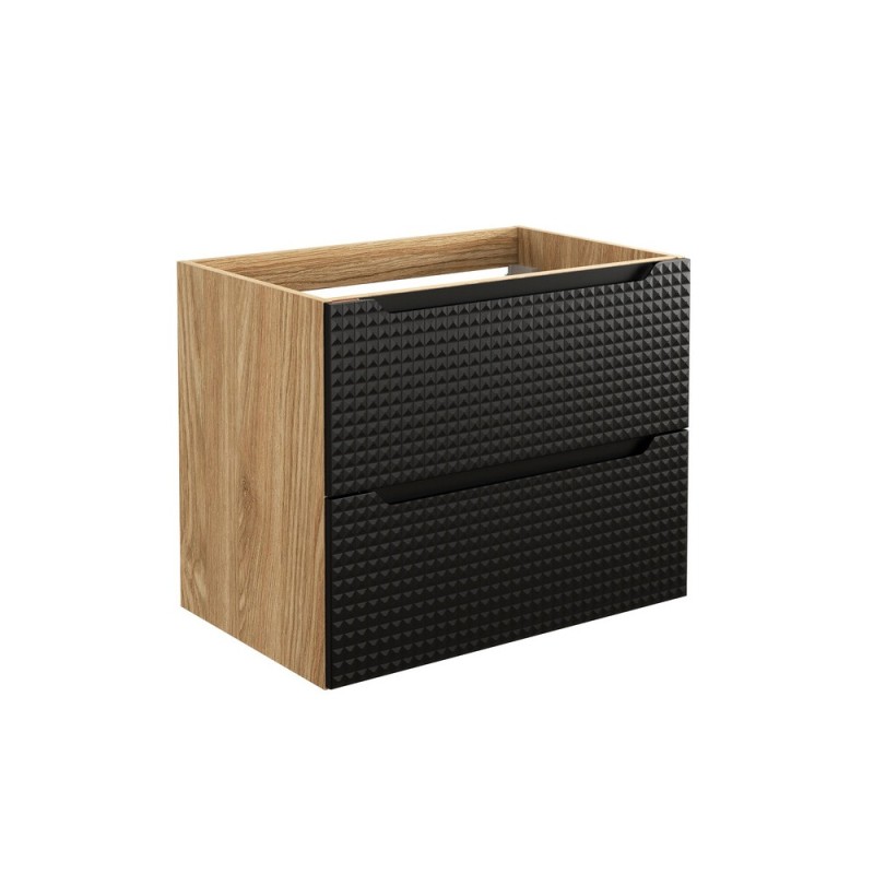 Dulap lavoar Luxor Black, MDF, PAL melaminat, stejar uleiat/negru mat, 2 sertare, L.70 cm, LUXOR BLACK 82-70-2S