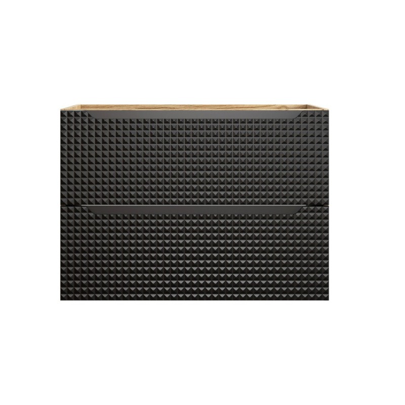 Dulap lavoar Luxor Black, MDF, PAL melaminat, stejar uleiat/negru mat, 2 sertare, L.80 cm, LUXOR BLACK 82-80-2S