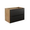 Dulap lavoar Luxor Black, MDF, PAL melaminat, stejar uleiat/negru mat, 2 sertare, L.80 cm, LUXOR BLACK 82-80-2S
